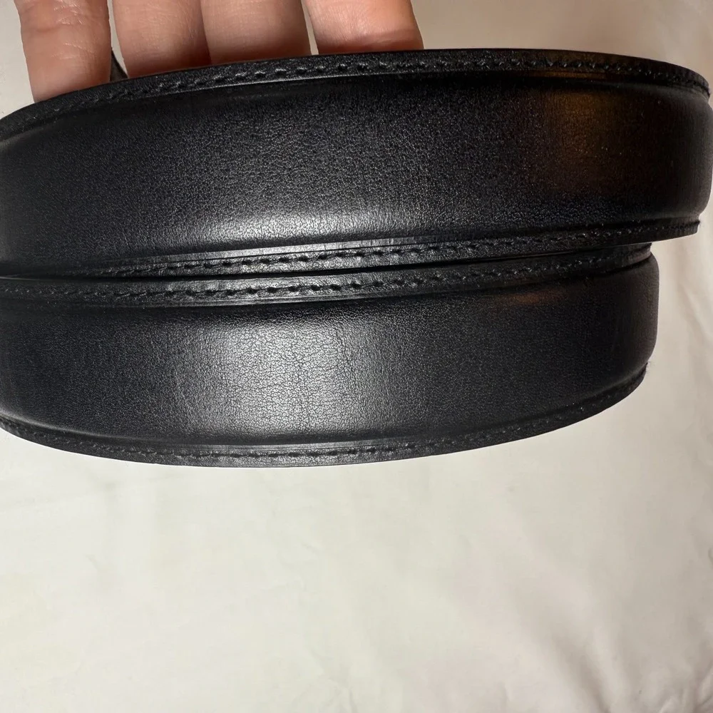 Vintage Lauren Ralph Lauren‎ Mens Leather Belt Black Size 42/105 Embossed Logo